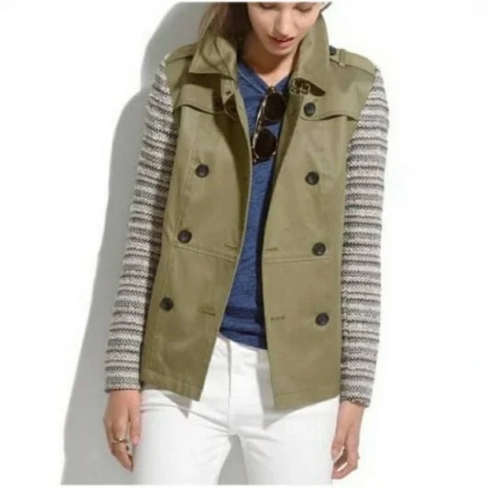 Madewell Olive & Tweed Cross-Weave Military Jacket